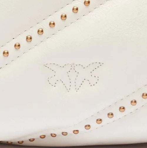Pinko Mirror Original Studded White Shoulder Bag