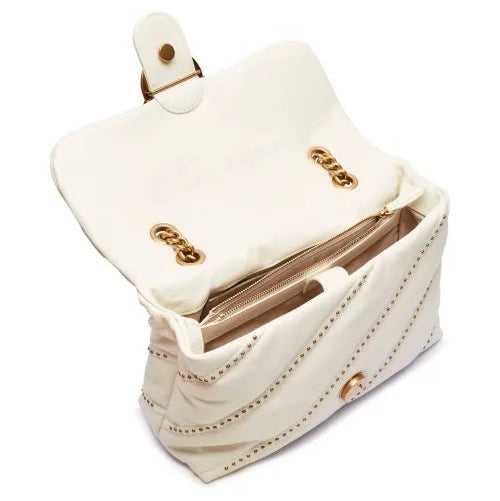 Pinko Mirror Original Studded White Shoulder Bag