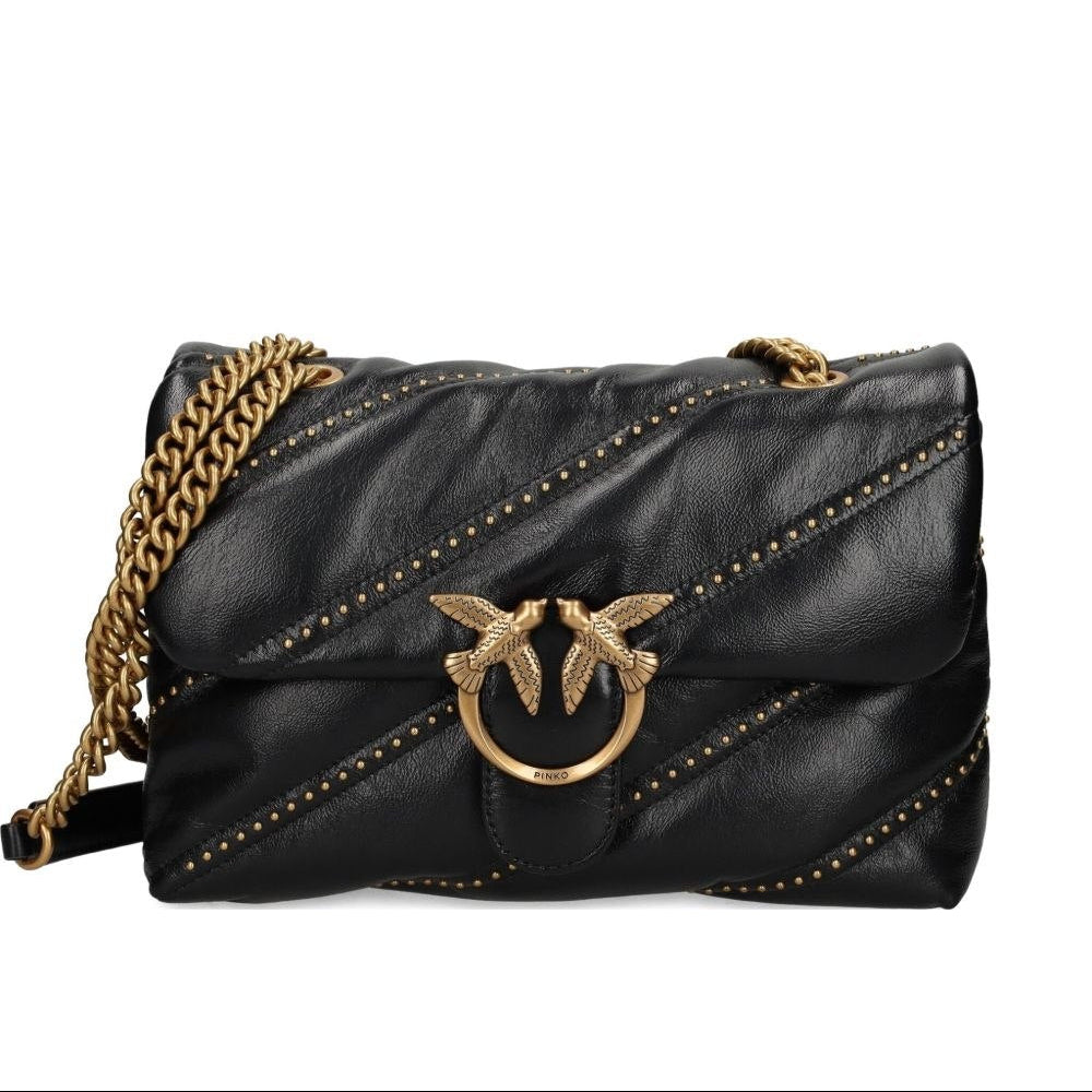 Pinko Mirror Original Studded White Shoulder Bag