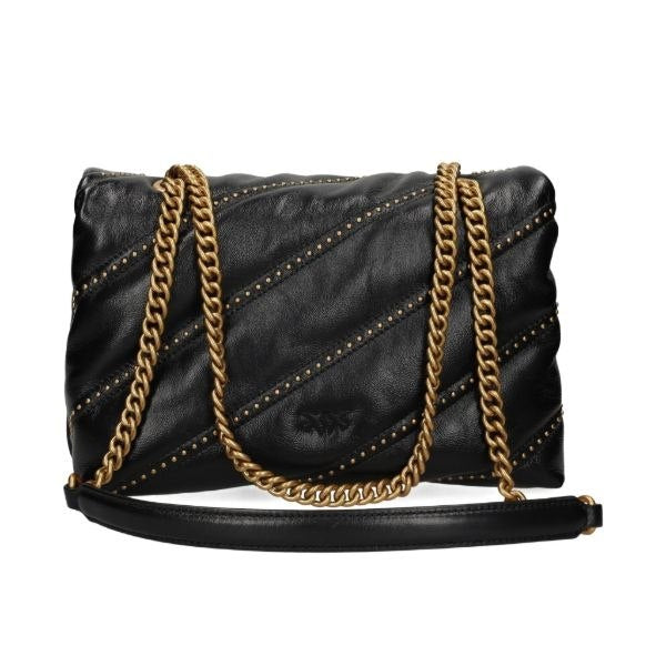 Pinko Mirror Original Studded White Shoulder Bag