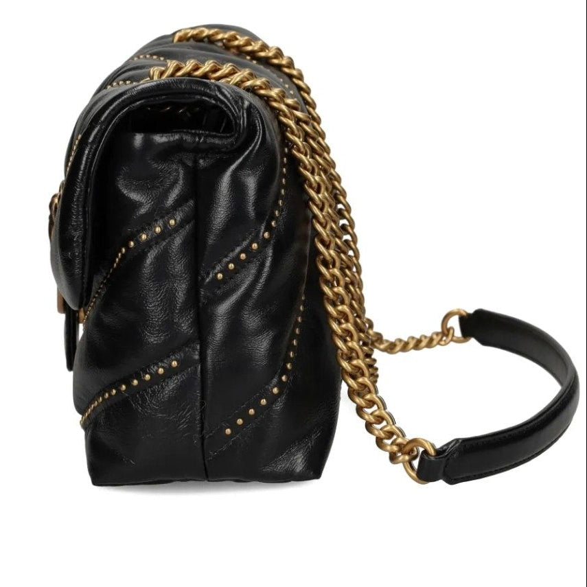 Pinko Mirror Original Studded White Shoulder Bag