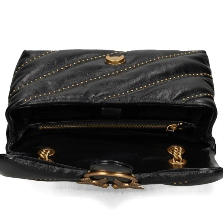 Pinko Mirror Original Studded White Shoulder Bag
