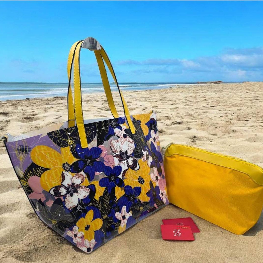CH Floral Print Tote Bag with Coordinating Pouch Set