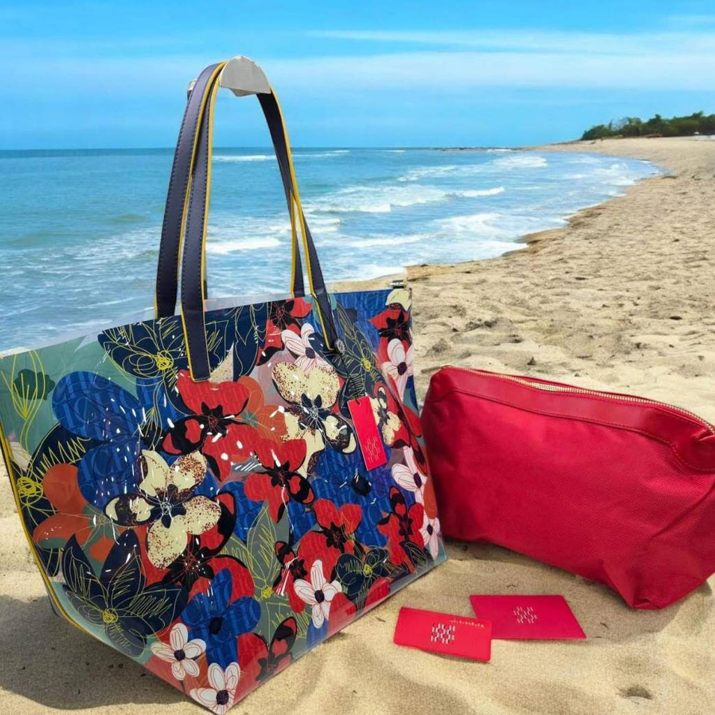 CH Floral Print Tote Bag with Coordinating Pouch Set