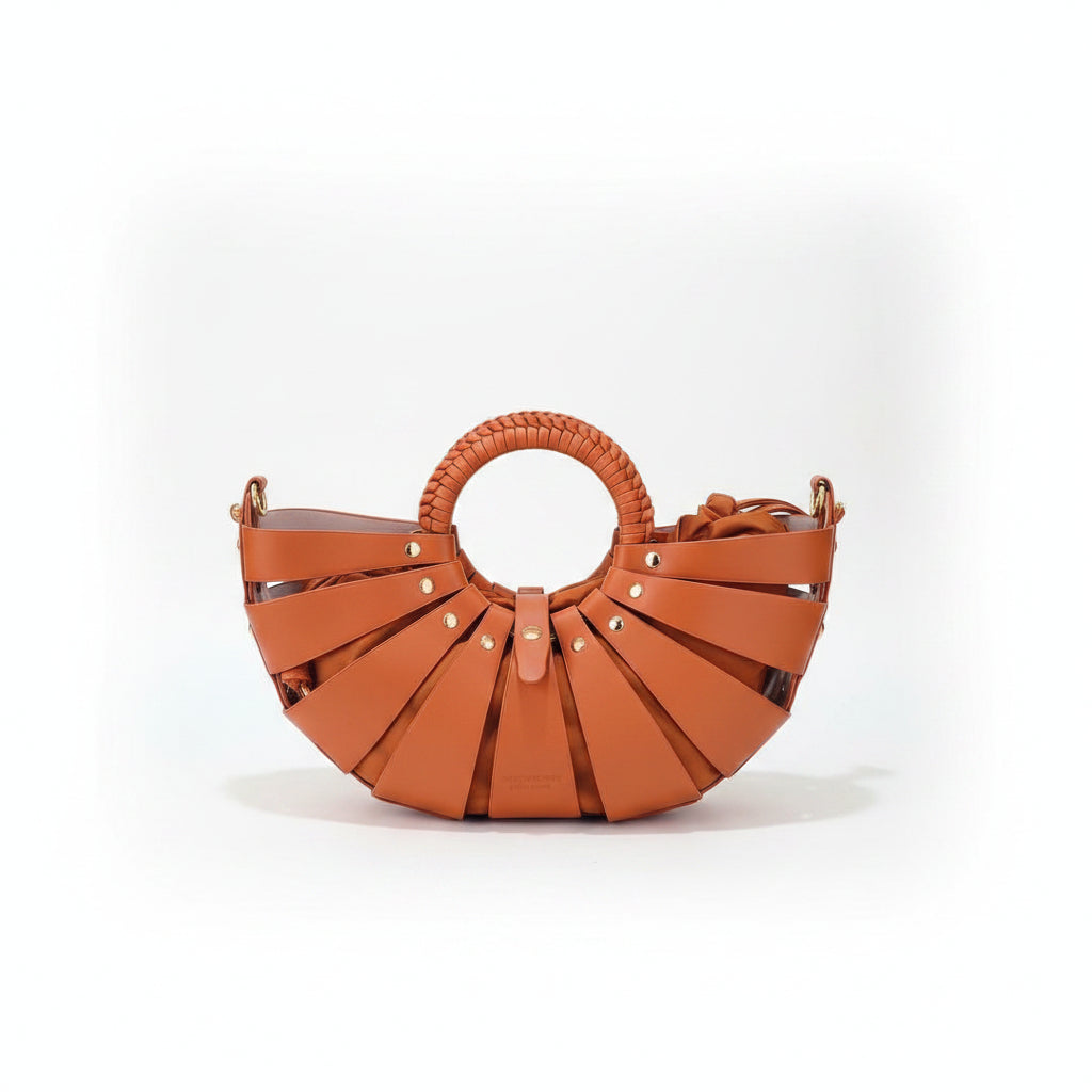 Bottega Veneta Style Braided Handle Handbag in Vibrant Orange
