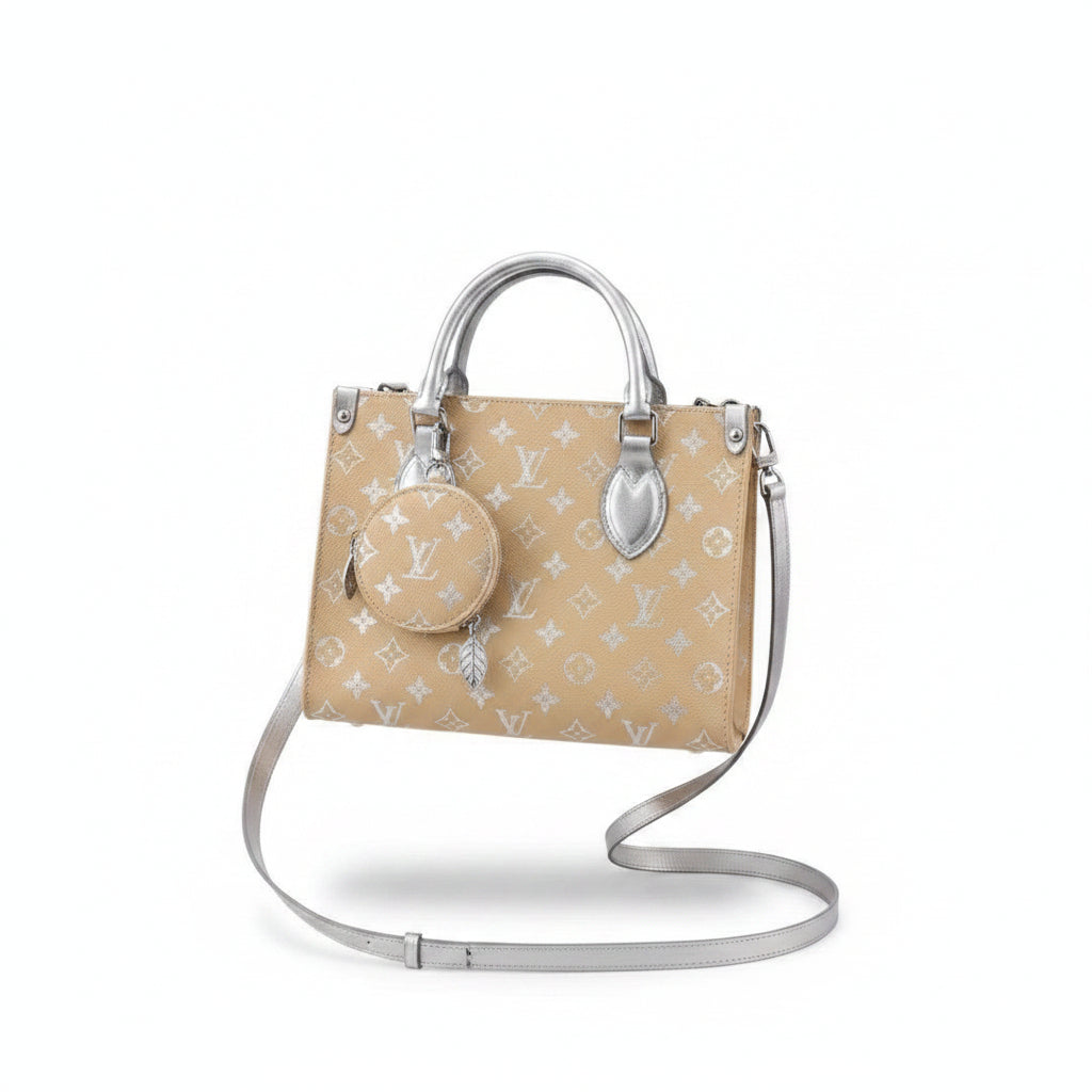 Monogram Pattern Handbag with Attached Coin Pouch