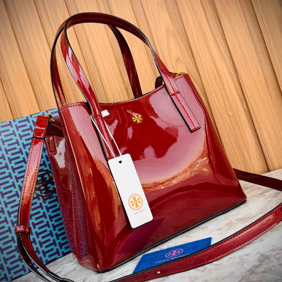 Tory Burch Patent Leather Glossy Structured Handbag