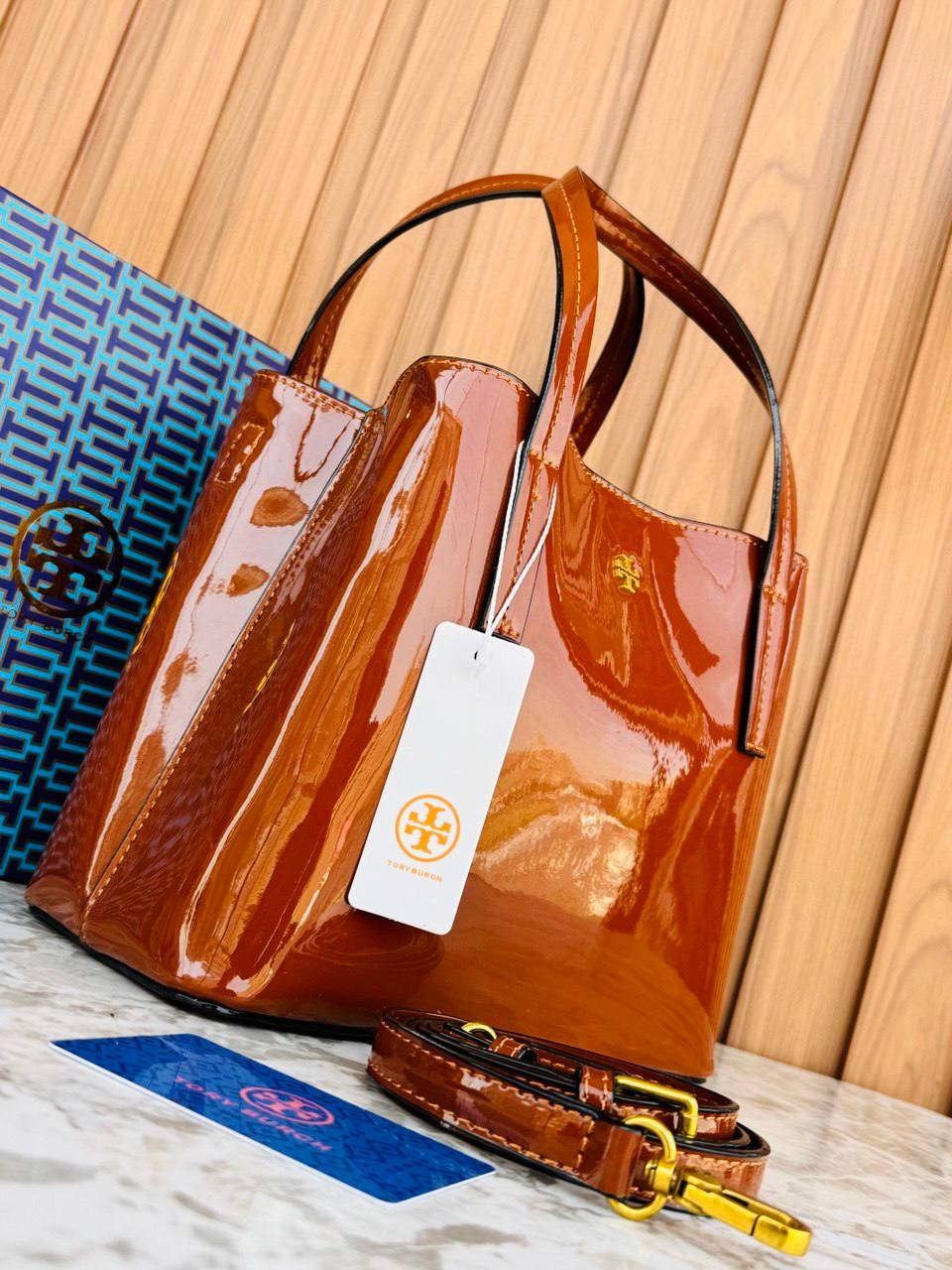 Tory Burch Patent Leather Glossy Structured Handbag