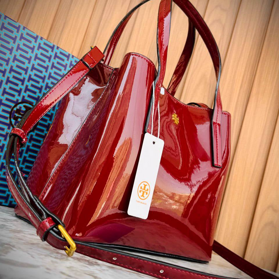 Tory Burch Patent Leather Glossy Structured Handbag