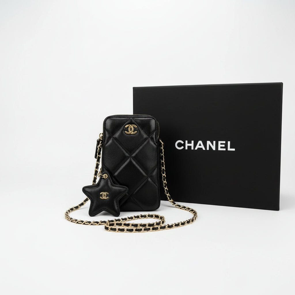 Chanel Quilted Phone Holder with Signature Star Charm