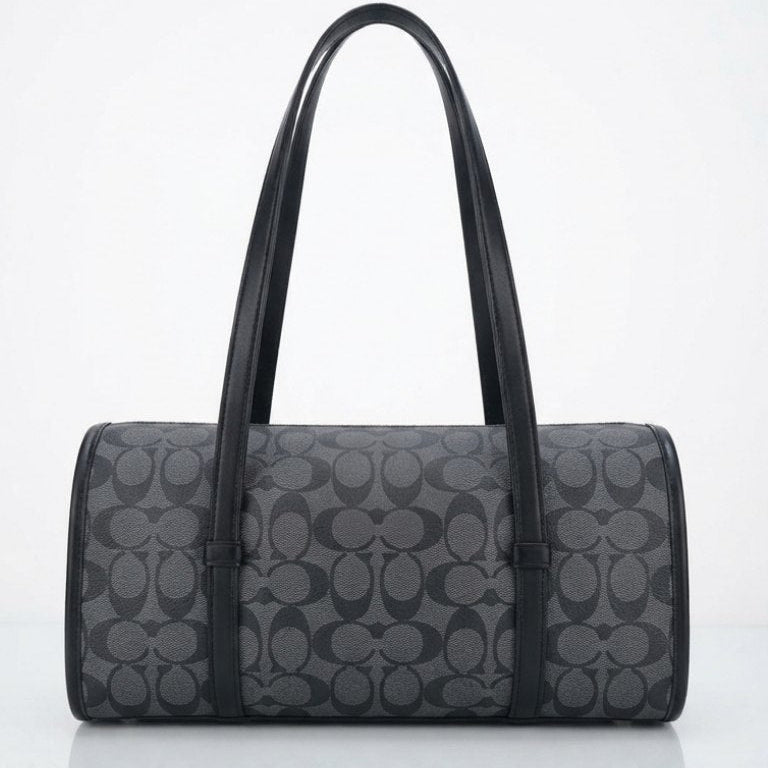 Coach Signature Monogram Shoulder Bag in Black