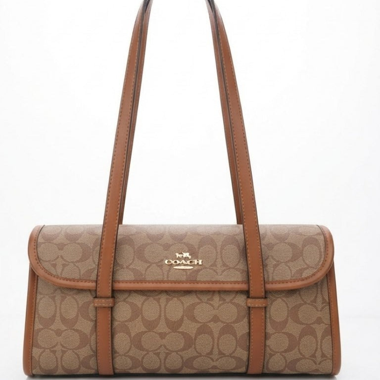 Coach Signature Monogram Shoulder Bag in Black