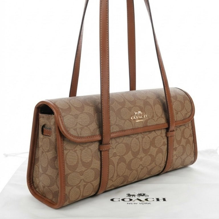 Coach Signature Monogram Shoulder Bag in Black