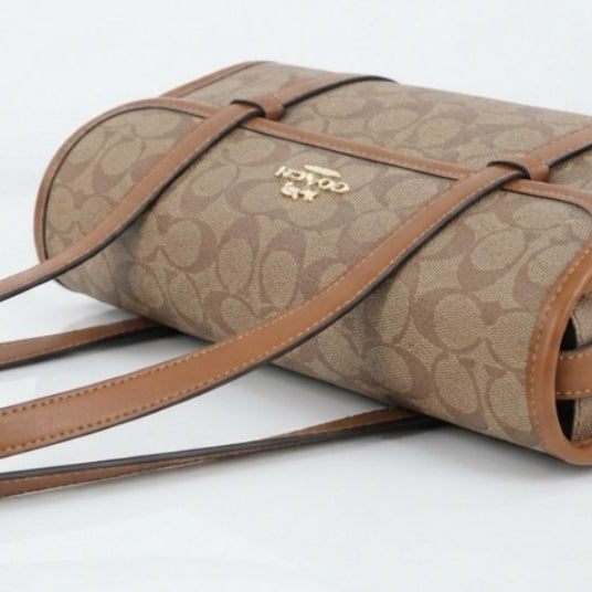 Coach Signature Monogram Shoulder Bag in Black