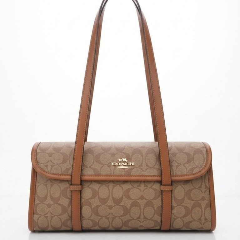 Coach Signature Monogram Shoulder Bag in Black