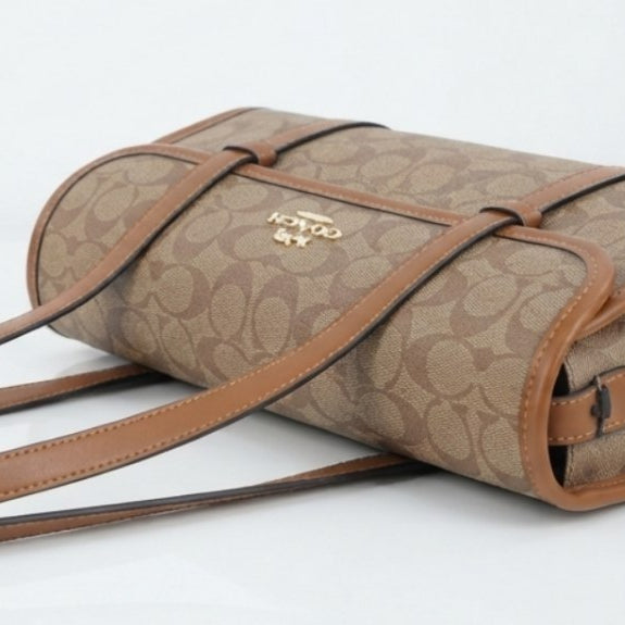 Coach Signature Monogram Shoulder Bag in Black
