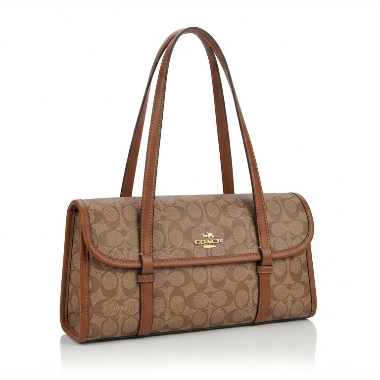 Coach Signature Monogram Shoulder Bag in Black