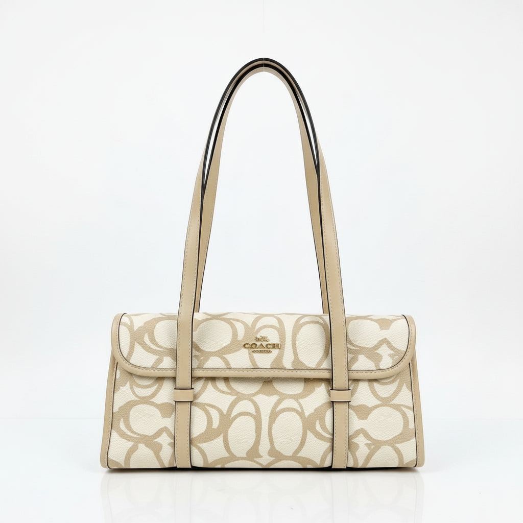 Coach Signature Monogram Shoulder Bag in Black