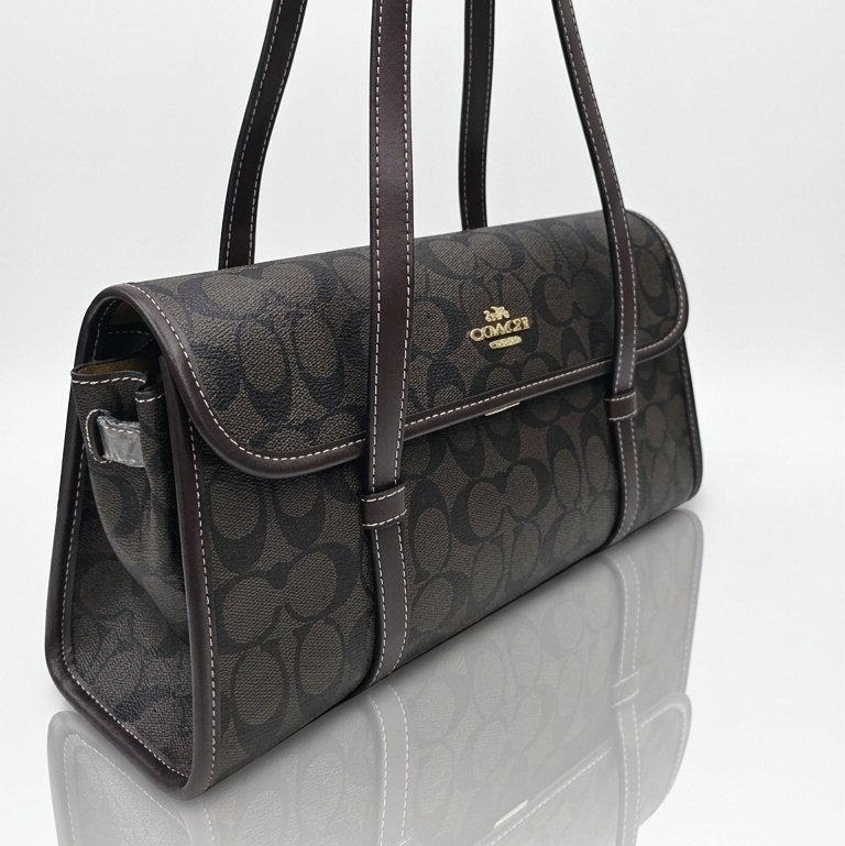 Coach Signature Monogram Shoulder Bag in Black