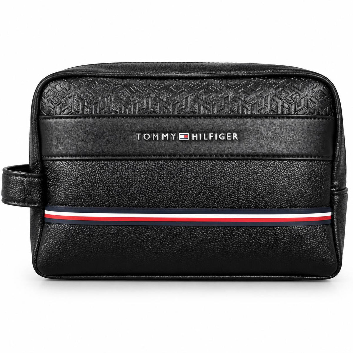 Tommy Hilfiger Signature Stripe Textured Black Handbag