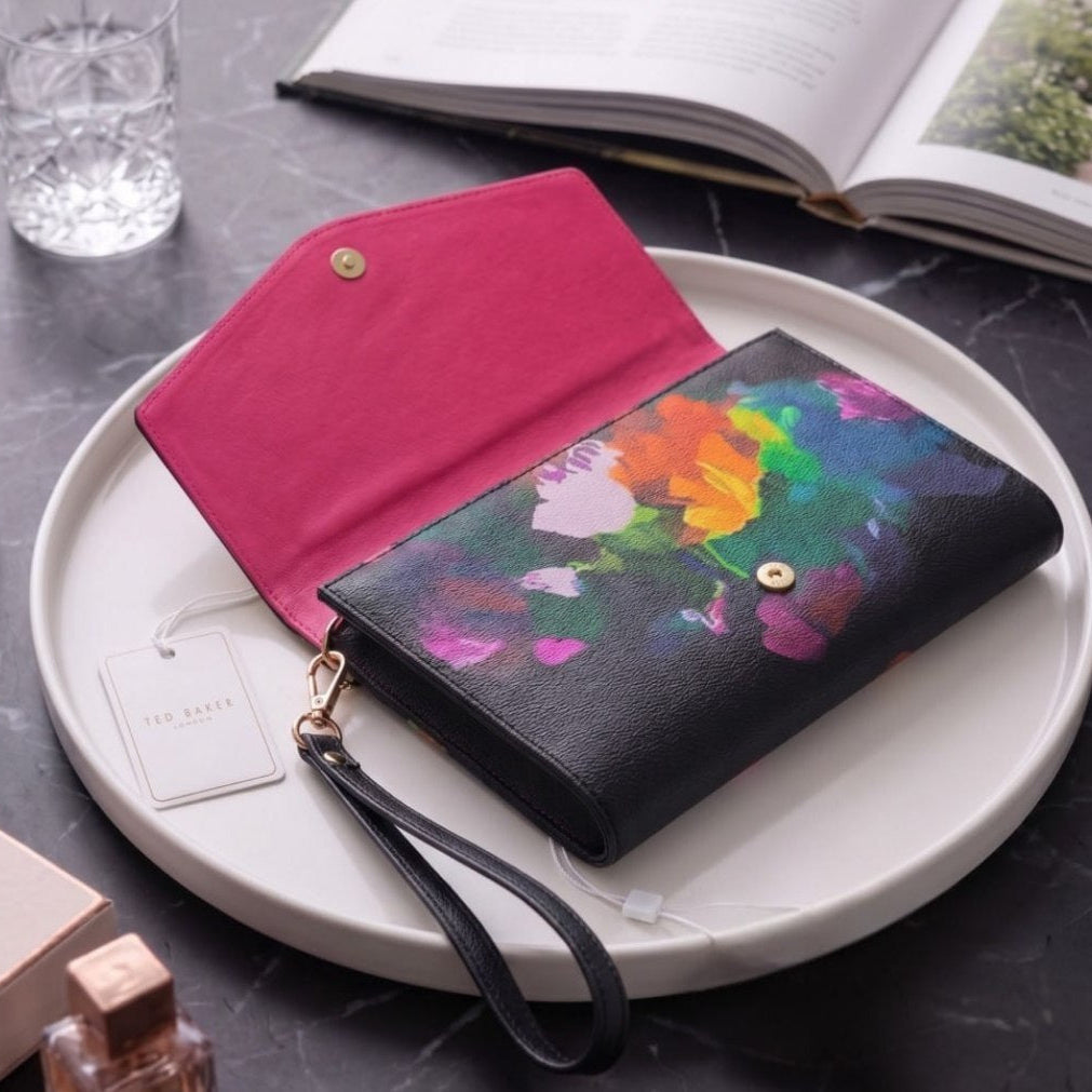 Ted Baker Floral Print Clutch Bag in Black Multi