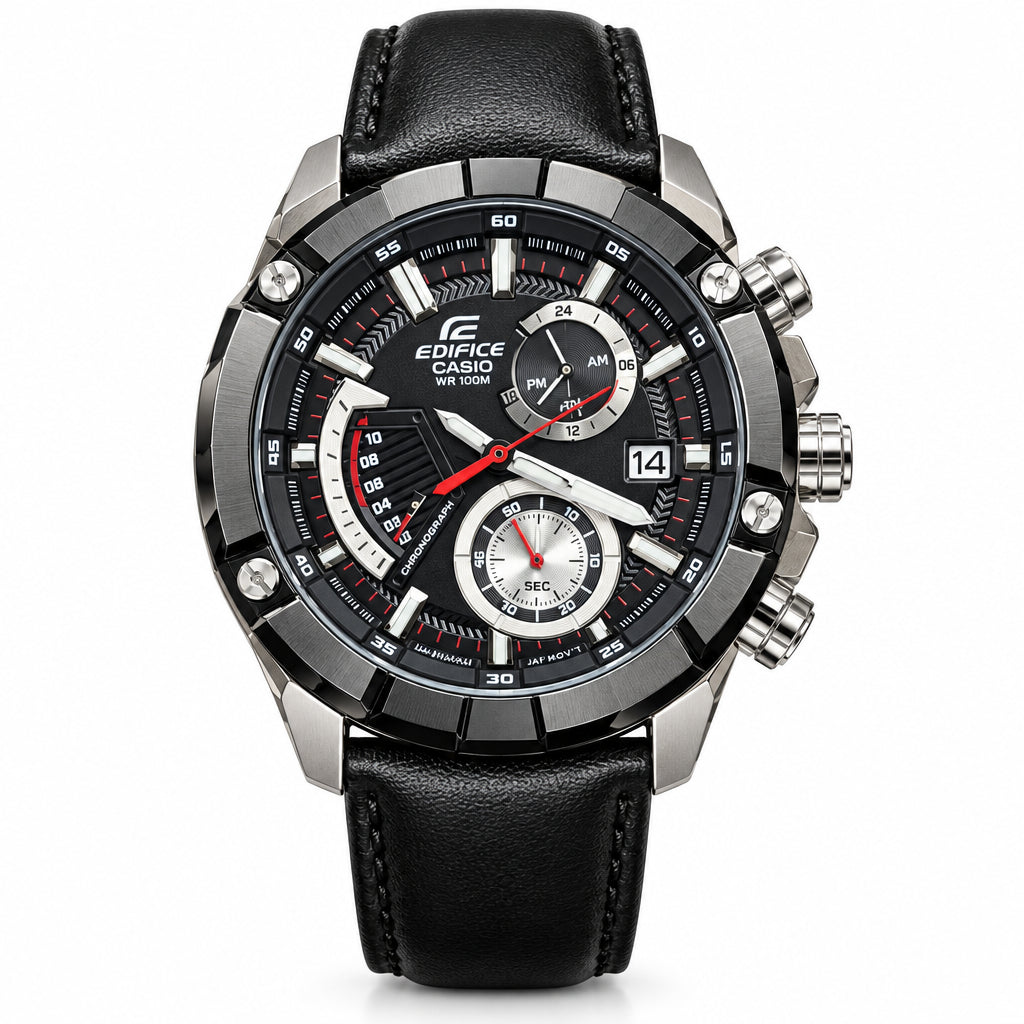 Casio Edifice Leather Chronograph with Precision Japanese Movement