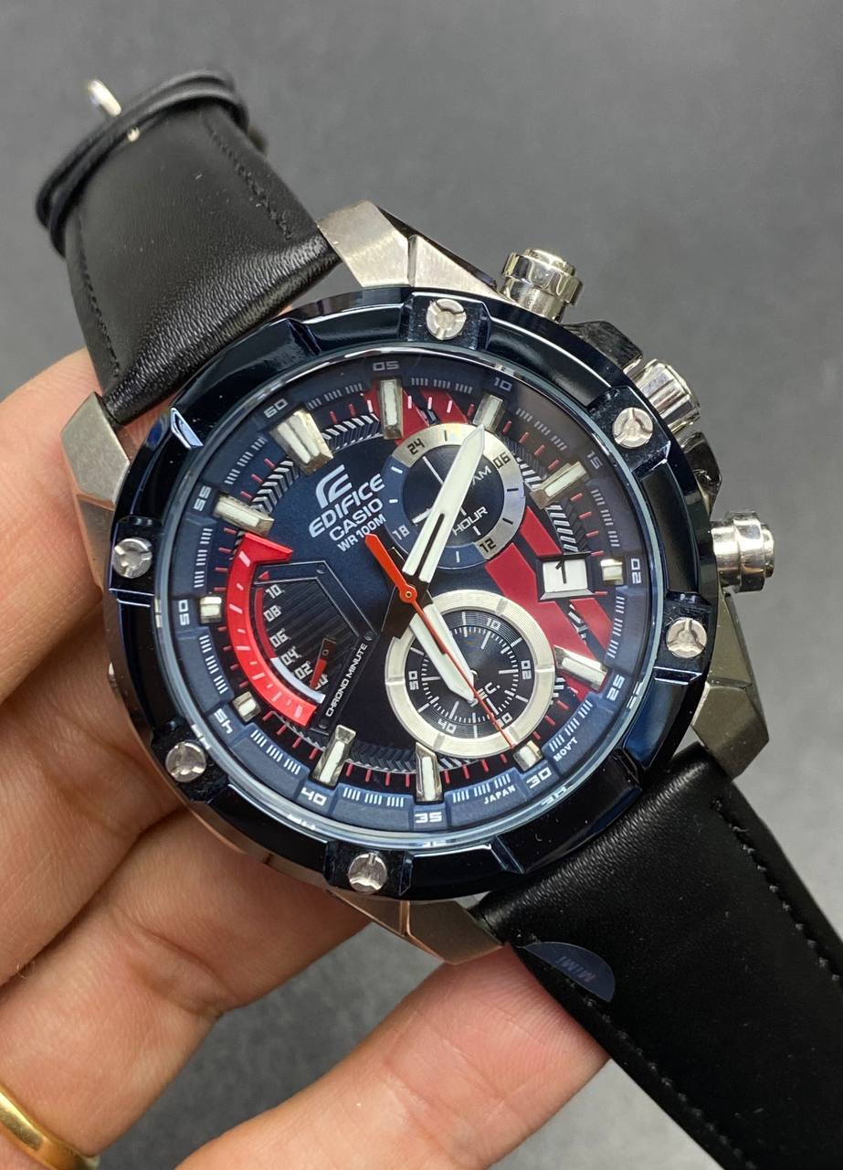 Casio Edifice Leather Chronograph with Precision Japanese Movement