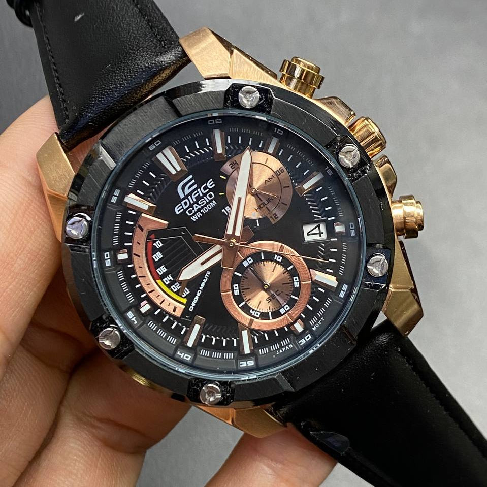 Casio Edifice Leather Chronograph with Precision Japanese Movement