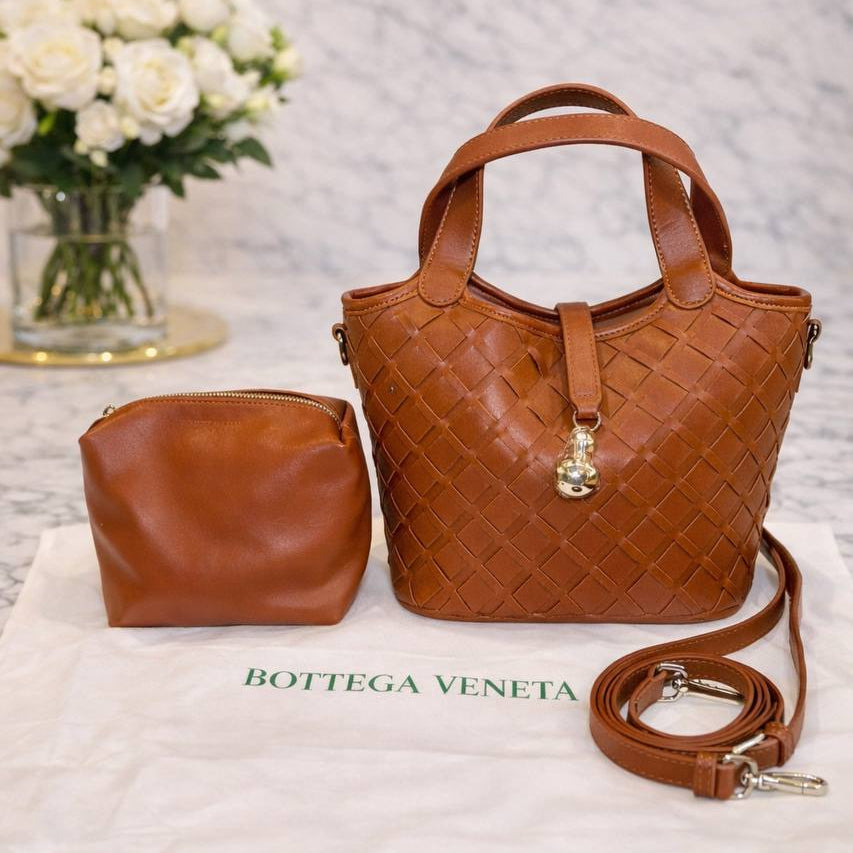 Bottega Veneta Woven Bucket Bag with Detachable Pouch