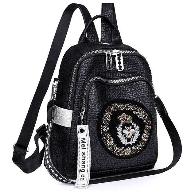 Jingpin XSJ Textured Crown Bee Emblem Backpack