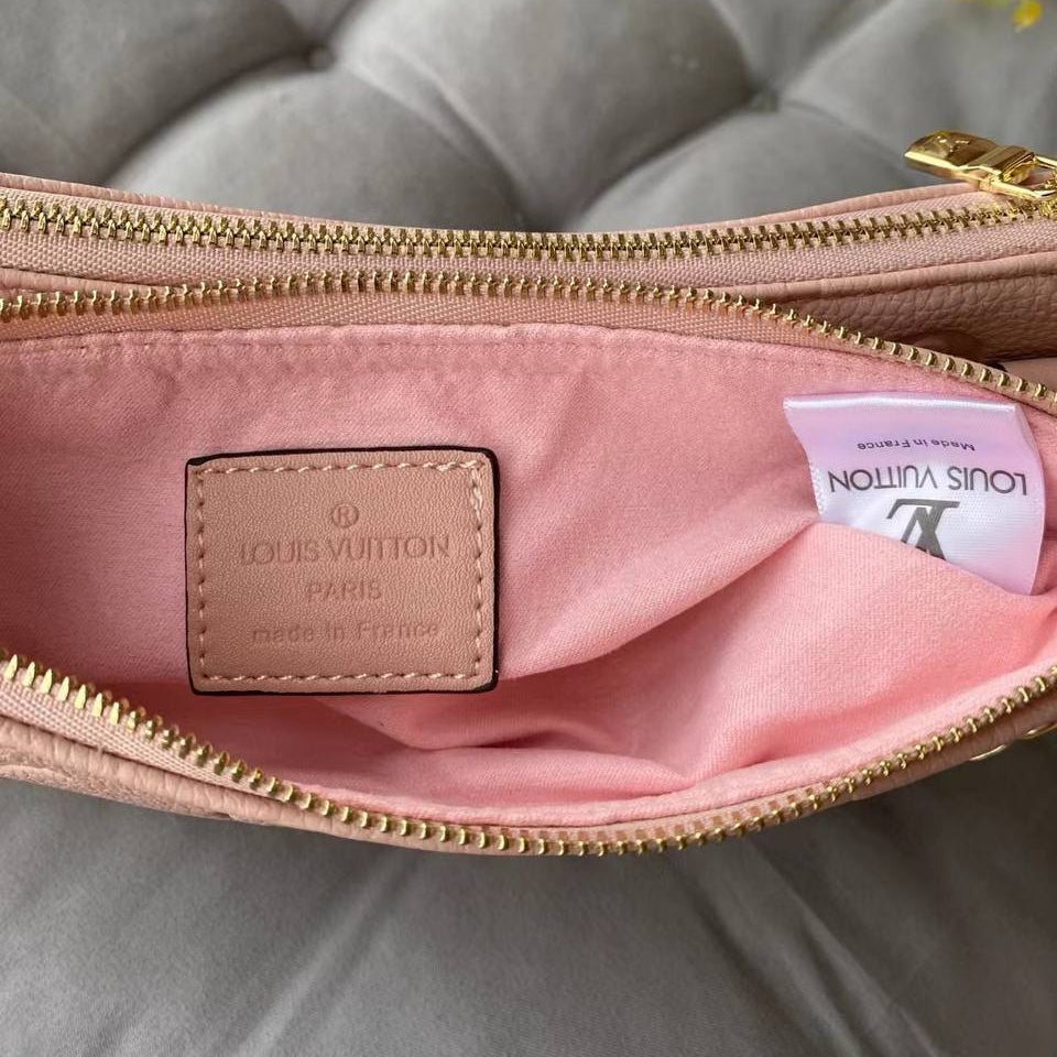 Monogram Embossed Shoulder Bag with Gold Tone Chain Detail