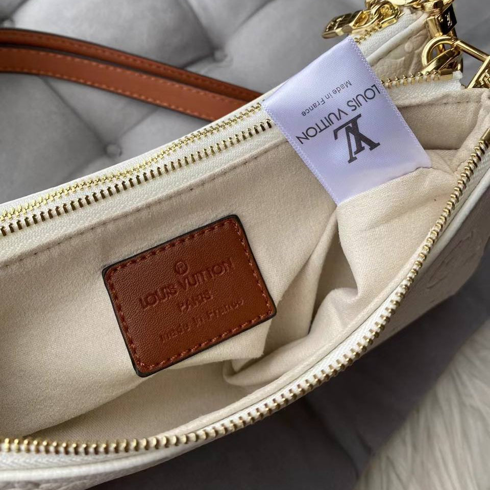 Monogram Embossed Shoulder Bag with Gold Tone Chain Detail