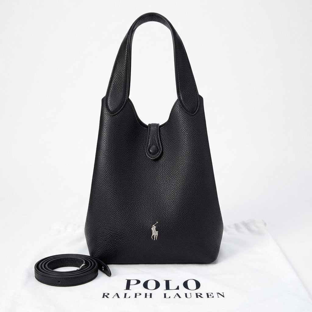 Polo Ralph Lauren Black Soft Leather Versatile Crossbody Handbag
