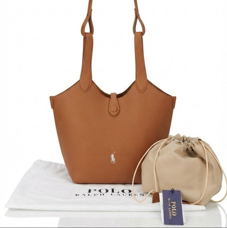 Polo Ralph Lauren Black Soft Leather Versatile Crossbody Handbag