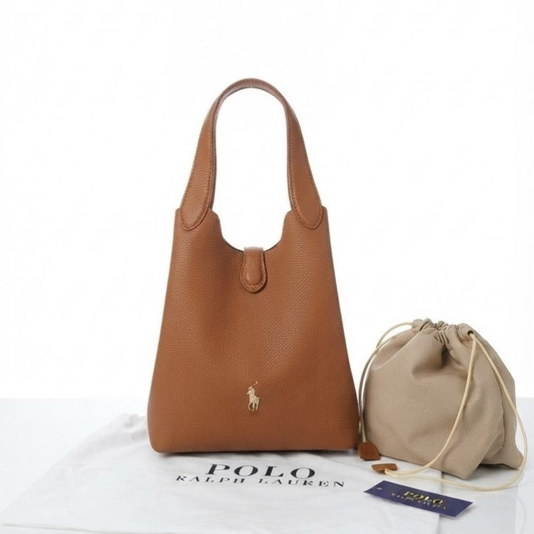 Polo Ralph Lauren Black Soft Leather Versatile Crossbody Handbag