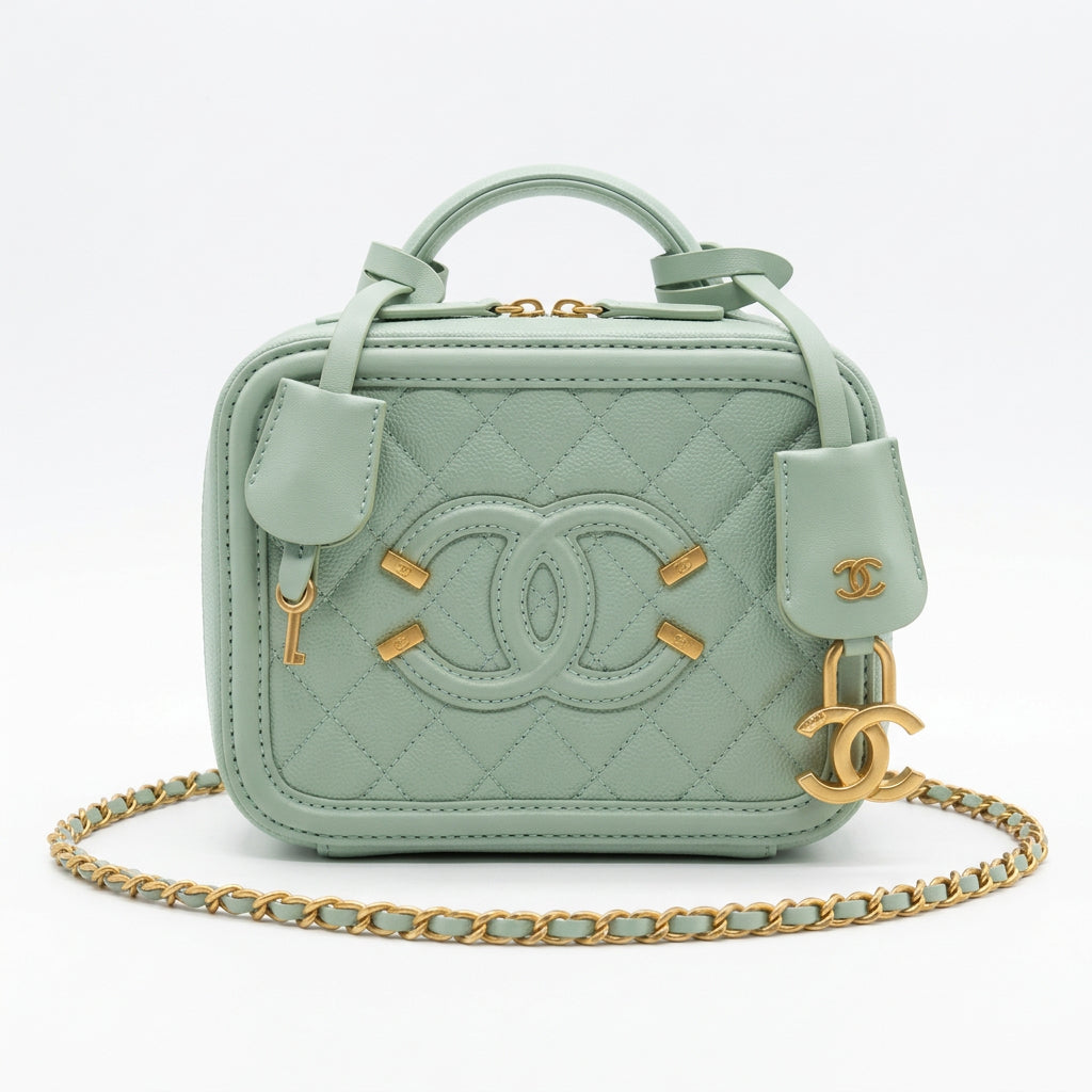 Chanel Quilted Vanity Case with Gold Hardware