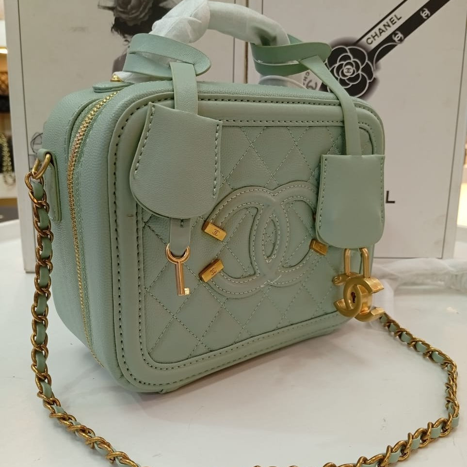 Chanel Quilted Vanity Case with Gold Hardware