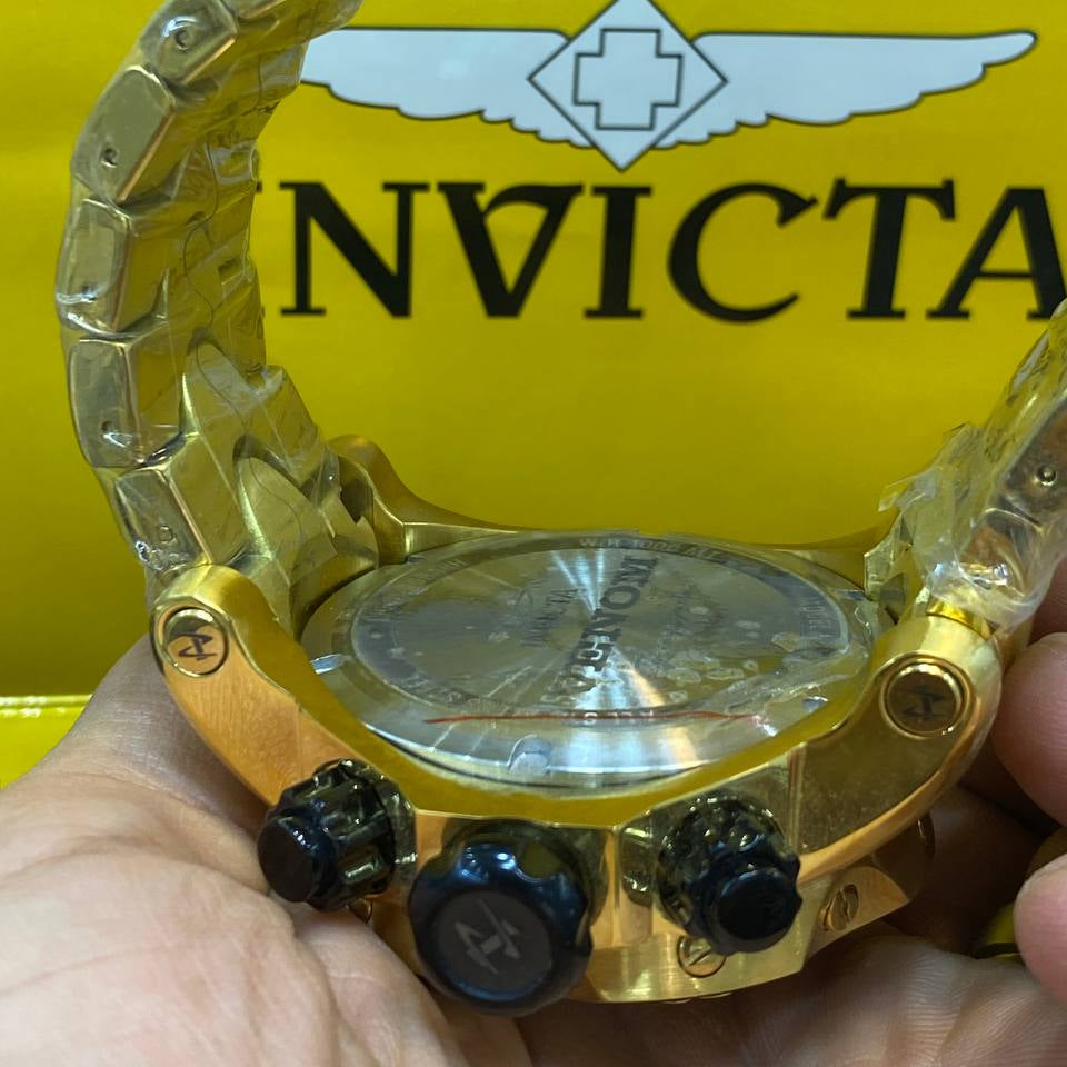 Invicta Reserve Gold and Blue Chronograph Snake Detail Watch
