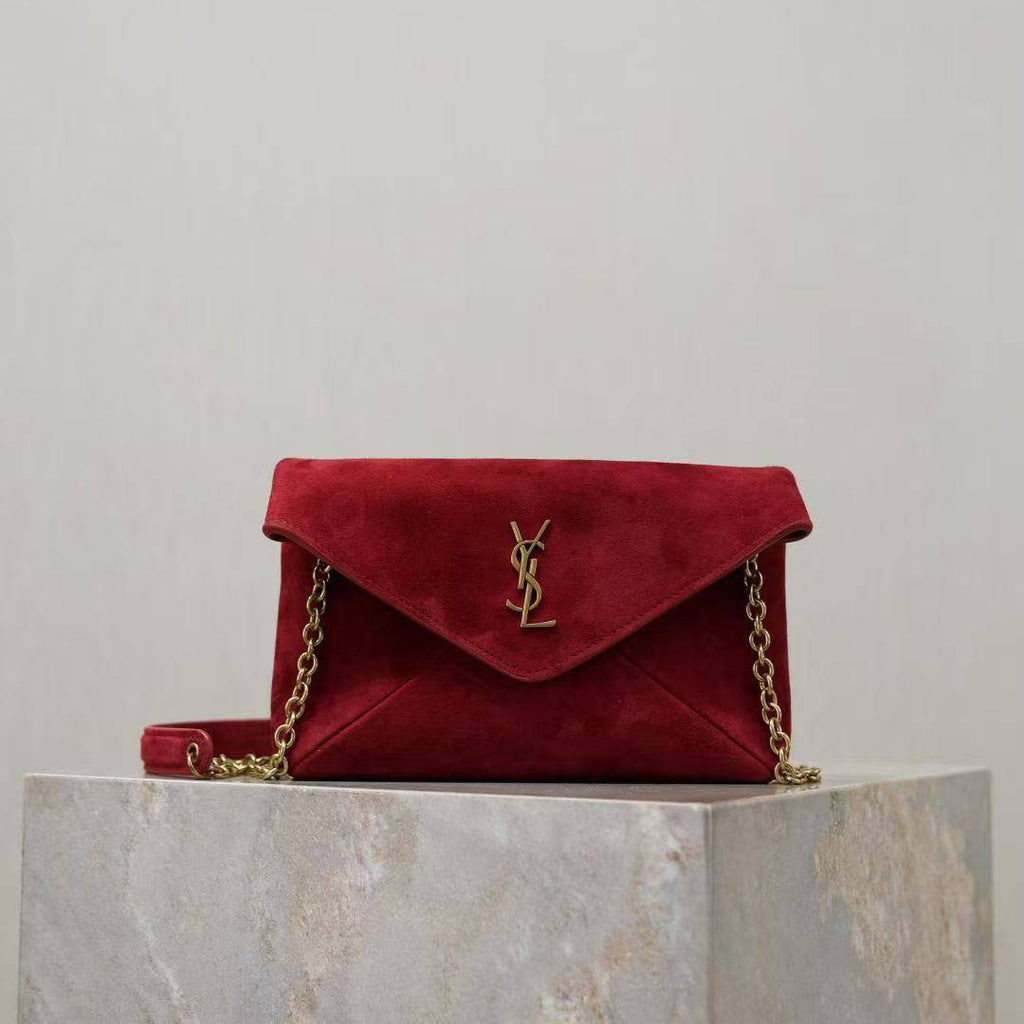 Saint Laurent Suede Monogram Envelope Chain Bag 🥀✨🍷