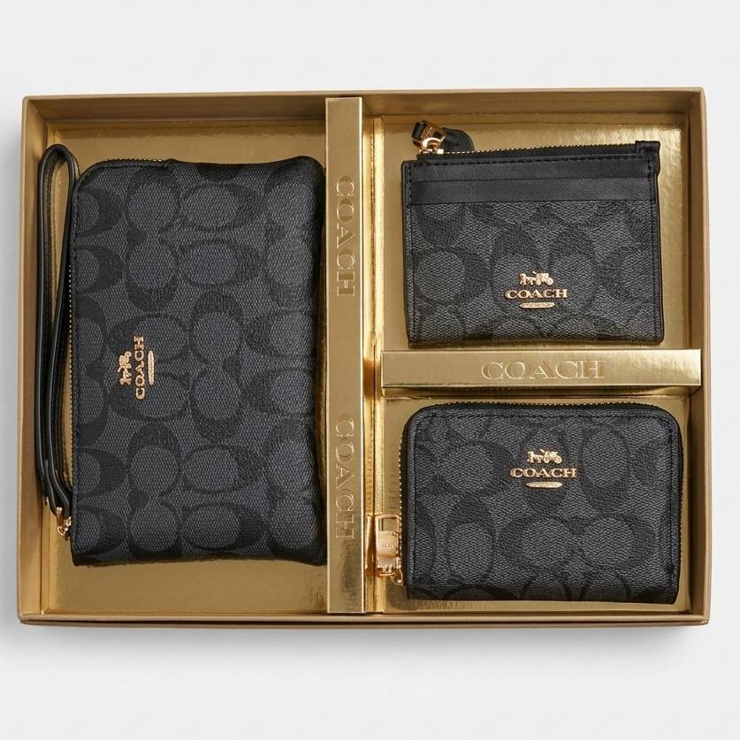 Coach 3-Piece Set: Brown & Black Elegance 💼🖤