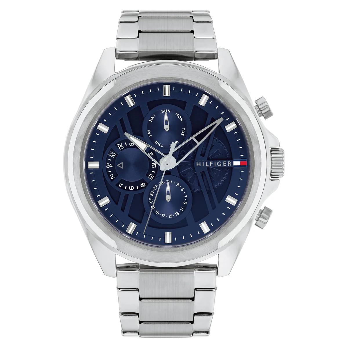 Tommy Hilfiger Silver & Blue Stainless Steel Watch ⌚💙