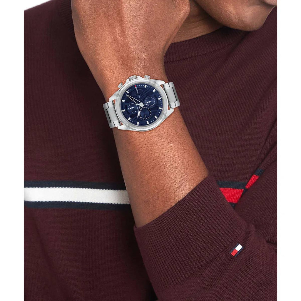 Tommy Hilfiger Silver & Blue Stainless Steel Watch ⌚💙