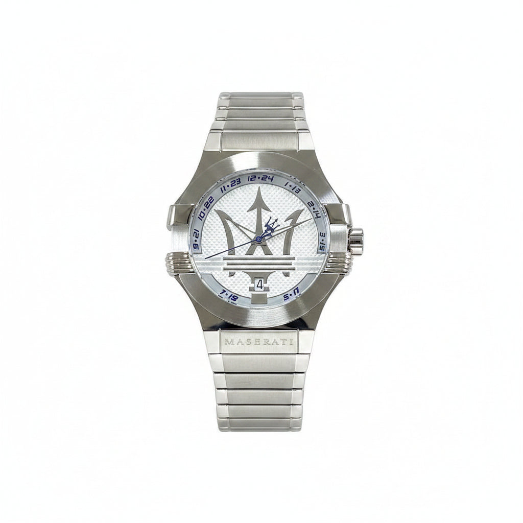 Maserati Potenza Silver-Tone Men's Watch ⌚🏎️