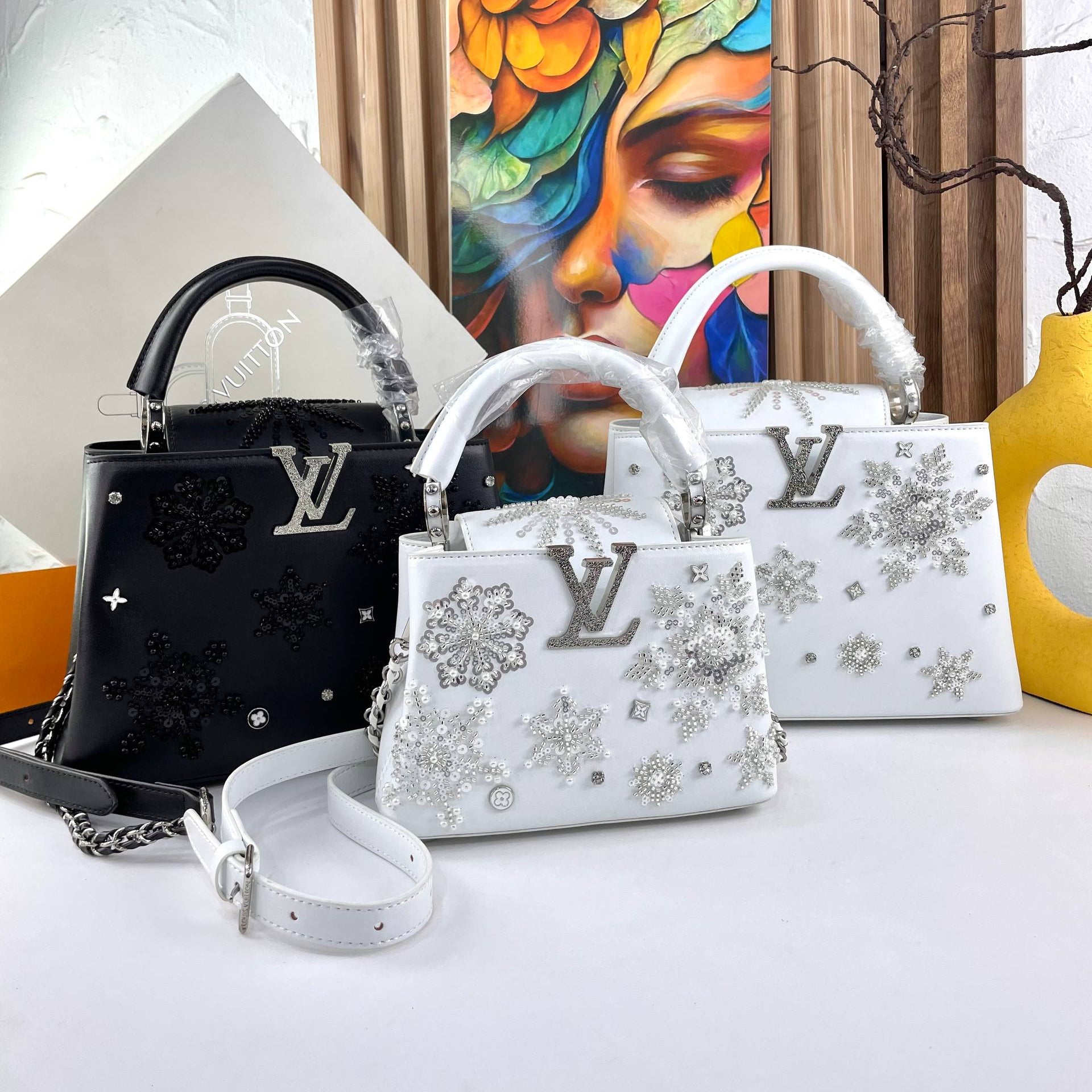 Louis Vuitton Capucines Snowflake Embellished Leather Handbag ❄️✨👜