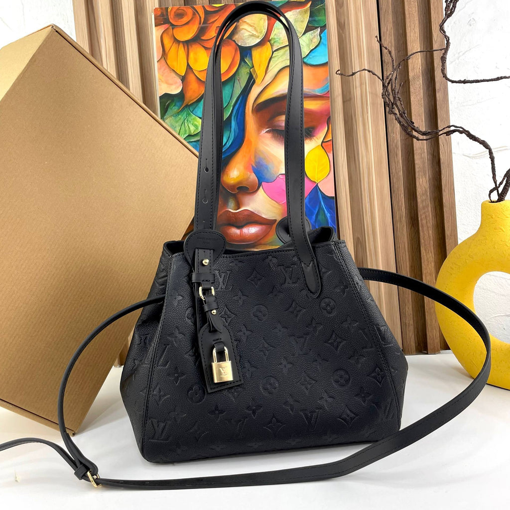Louis Vuitton Monogram Empreinte Leather Tote with Gold Padlock 👜✨🖤