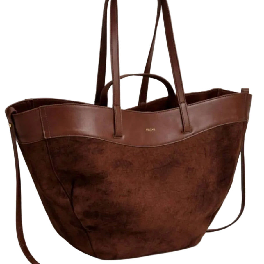 Polène Cyme Suede and Leather Tote Bag in Ebony 👜✨🤎