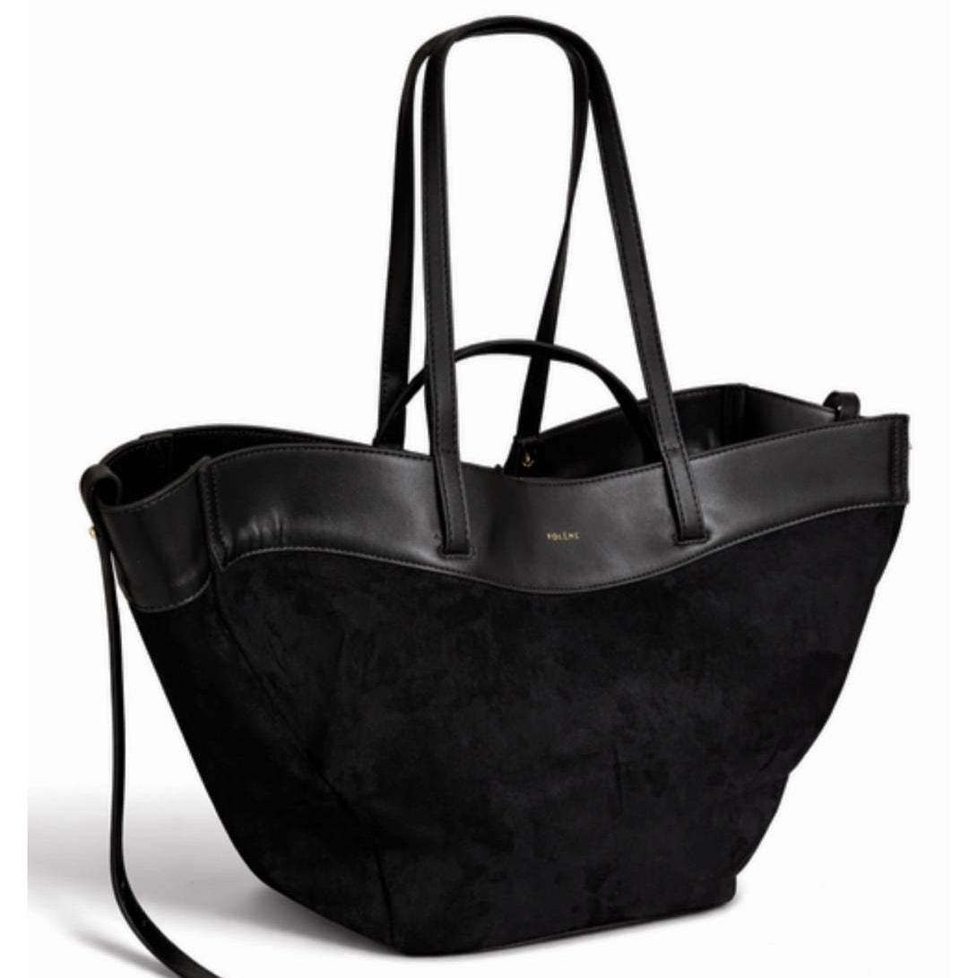 Polène Cyme Suede and Leather Tote Bag in Ebony 👜✨🤎