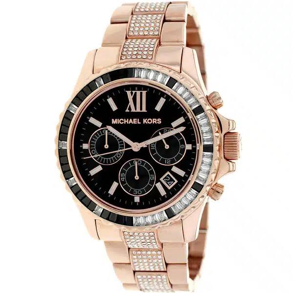 Michael Kors Rose Gold & Black Crystal Watch ⌚✨🖤