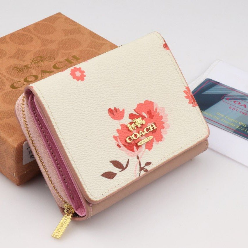 Coach Floral Print Zip Wallet in White and Pink 🌸✨