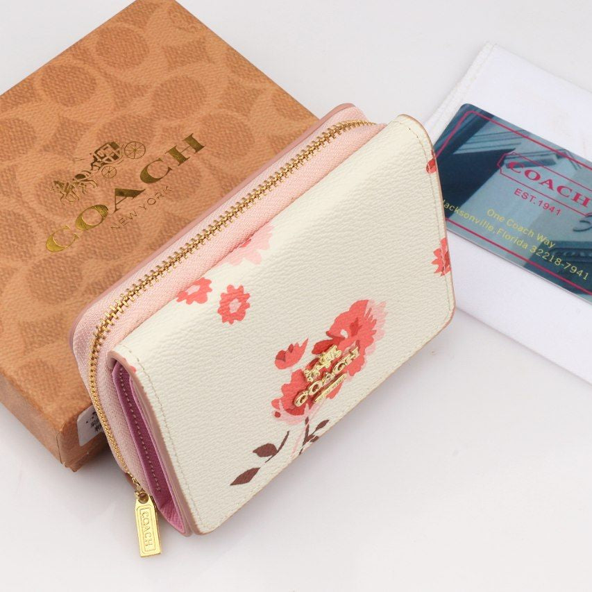 Coach Floral Print Zip Wallet in White and Pink 🌸✨